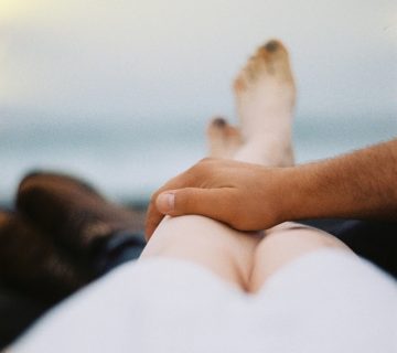 Man s hand on a woman s leg 4100803 360x320